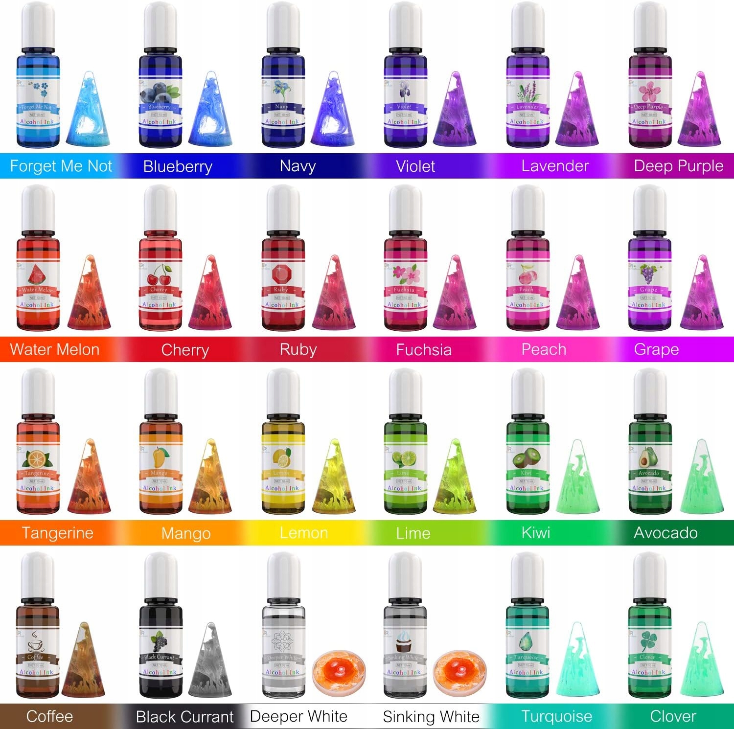 24 szt. BARWNIK DO ŻYWICY EPOKSYDOWEJ | BARWNIKI ALKOHOL | 24 x 10ml - obrazek 11