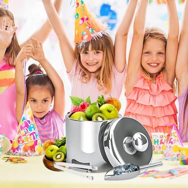 POJEMNIK WIADRO NA LÓD ZE STALI NIERDZEWNEJ 1.5L MISKA KOSTKI LODU SZAMPAN - obrazek 6