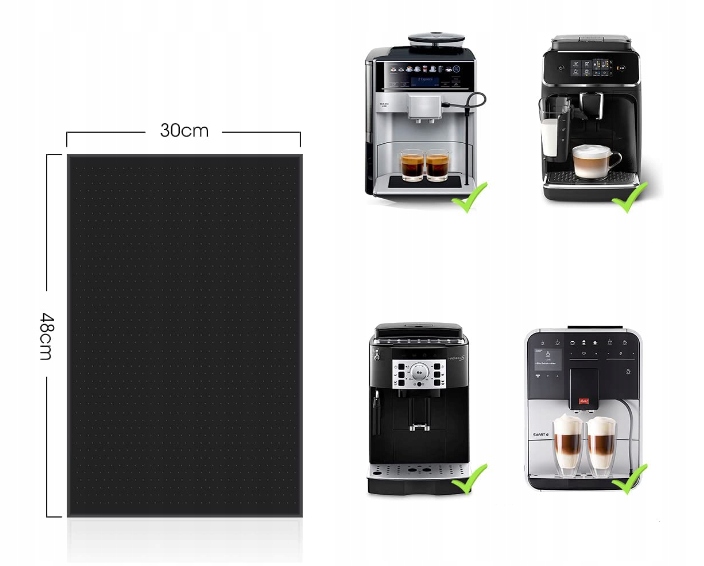 MATA STOŁOWA PODKŁADKA ANTYPOŚLIZGOWA POD EKSPRES CZARNY 30 CM X 48 CM - obrazek 2