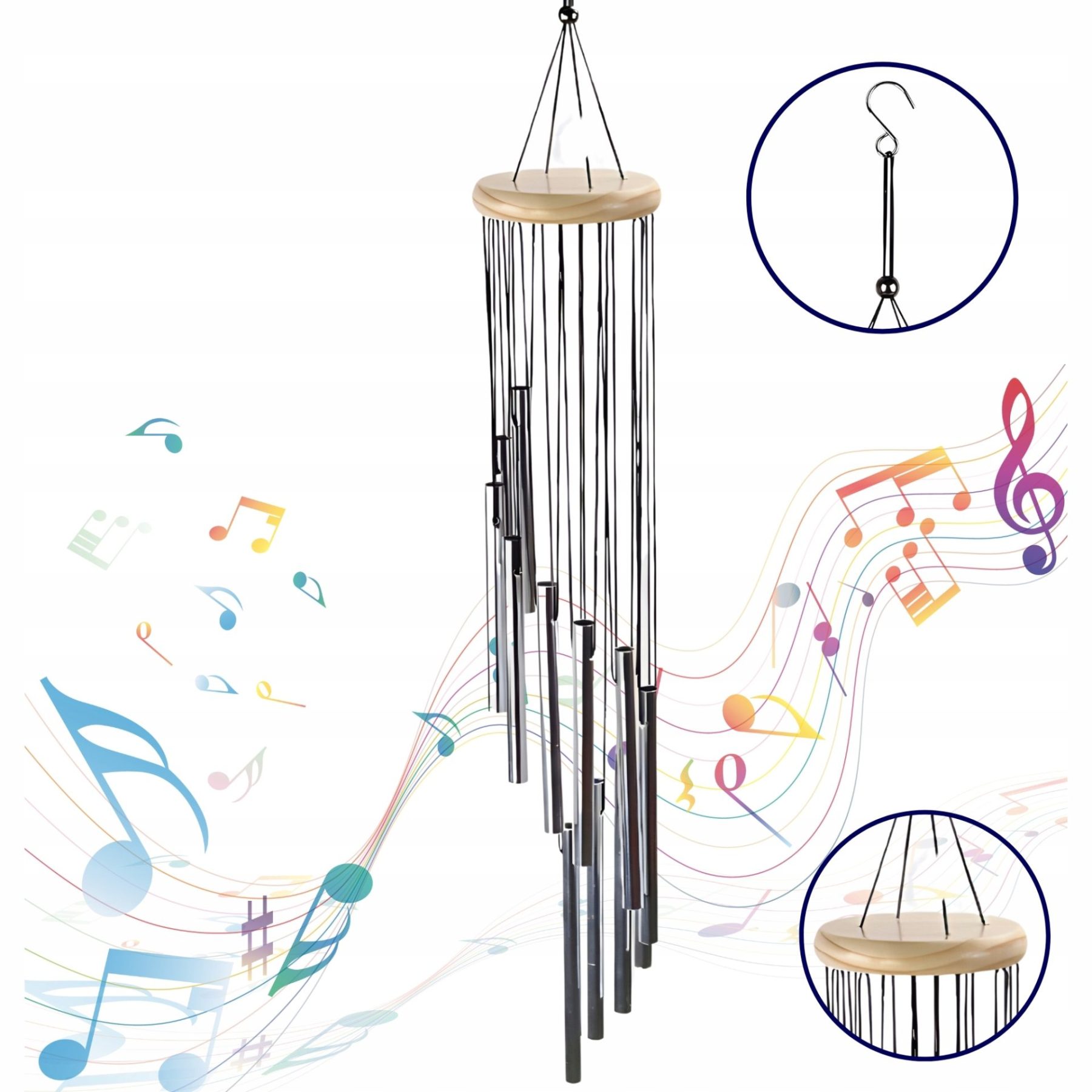 59 CM | DZWONKI WIETRZNE OGRODOWE Z METALOWYMI RURKAMI | DZWONEK WIETRZNY - obrazek 11