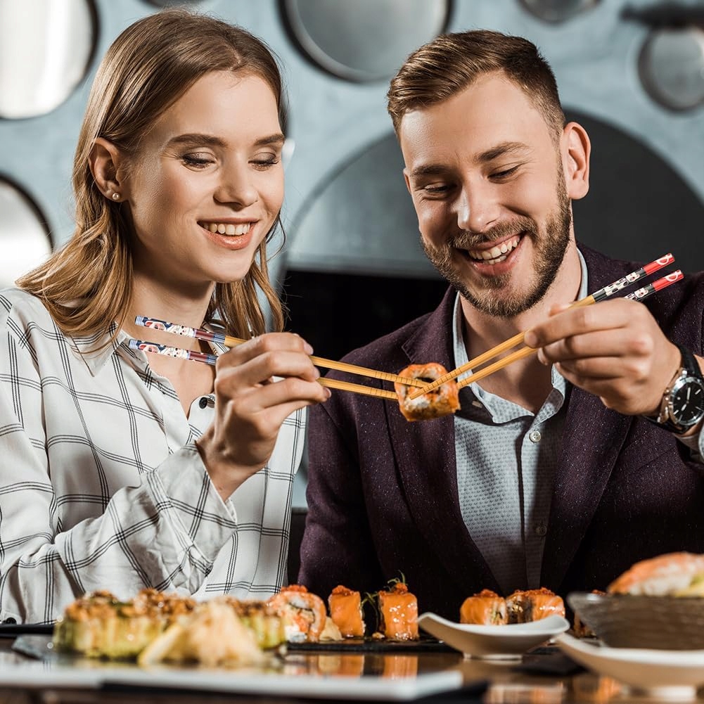 Japońskie Pałeczki Bambusowe - Zestaw 5 Par, Wielokrotnego Użytku - obrazek 3