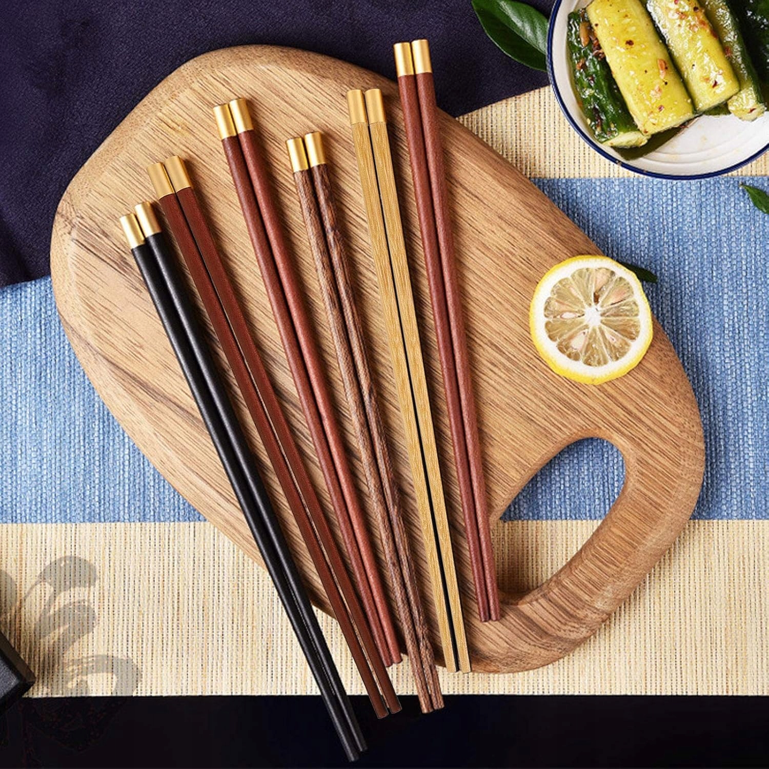 Zestaw 5 Par Japońskich Pałeczek Drewnianych Wielokrotnego Użytku, Lekkie - obrazek 9