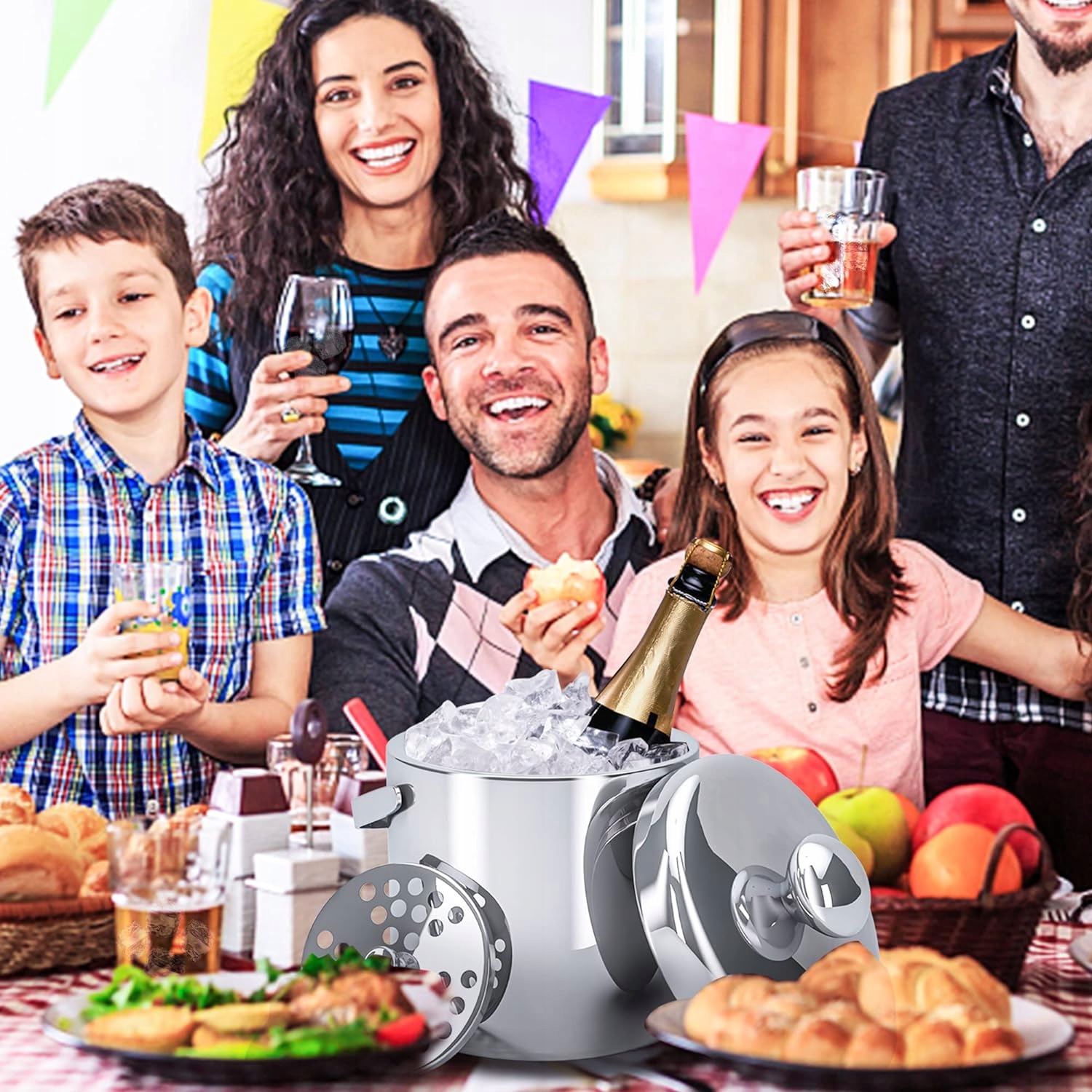 POJEMNIK WIADRO NA LÓD ZE STALI NIERDZEWNEJ 3L MISKA NA KOSTKI LODU SZAMPAN - obrazek 7