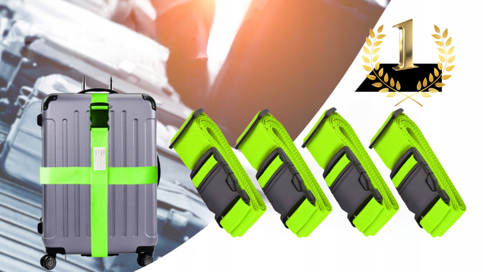 4x PAS BAGAŻOWY ZABEZPIECZAJĄCY DO WALIZEK SPINAJĄCY ZESTAW + 2 ETYKIETY - obrazek 2