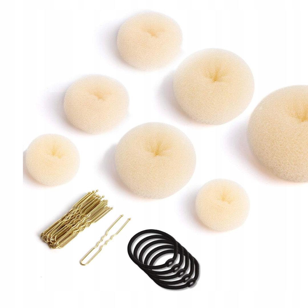 ZESTAW DO ROBIENIA KOKÓW | ELASTYCZNE GUMKI DO WŁOSÓW | SPINKI | 32 SZT