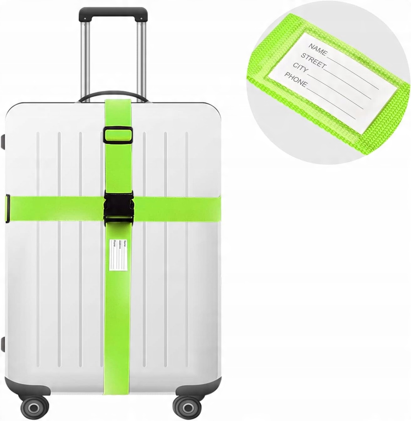 4x PAS BAGAŻOWY ZABEZPIECZAJĄCY DO WALIZEK SPINAJĄCY ZESTAW + 2 ETYKIETY - obrazek 13