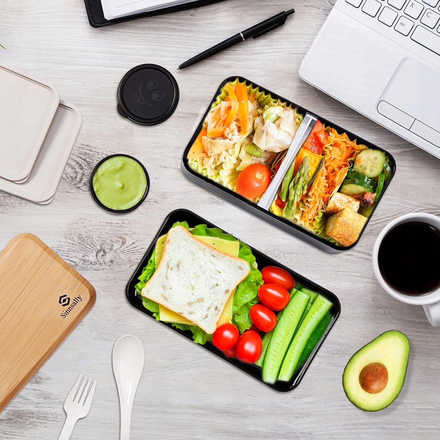 Sinnsally Czarny Lunch Bento Box 1400 ml - Szczelne Pudełko na Lunch - obrazek 10