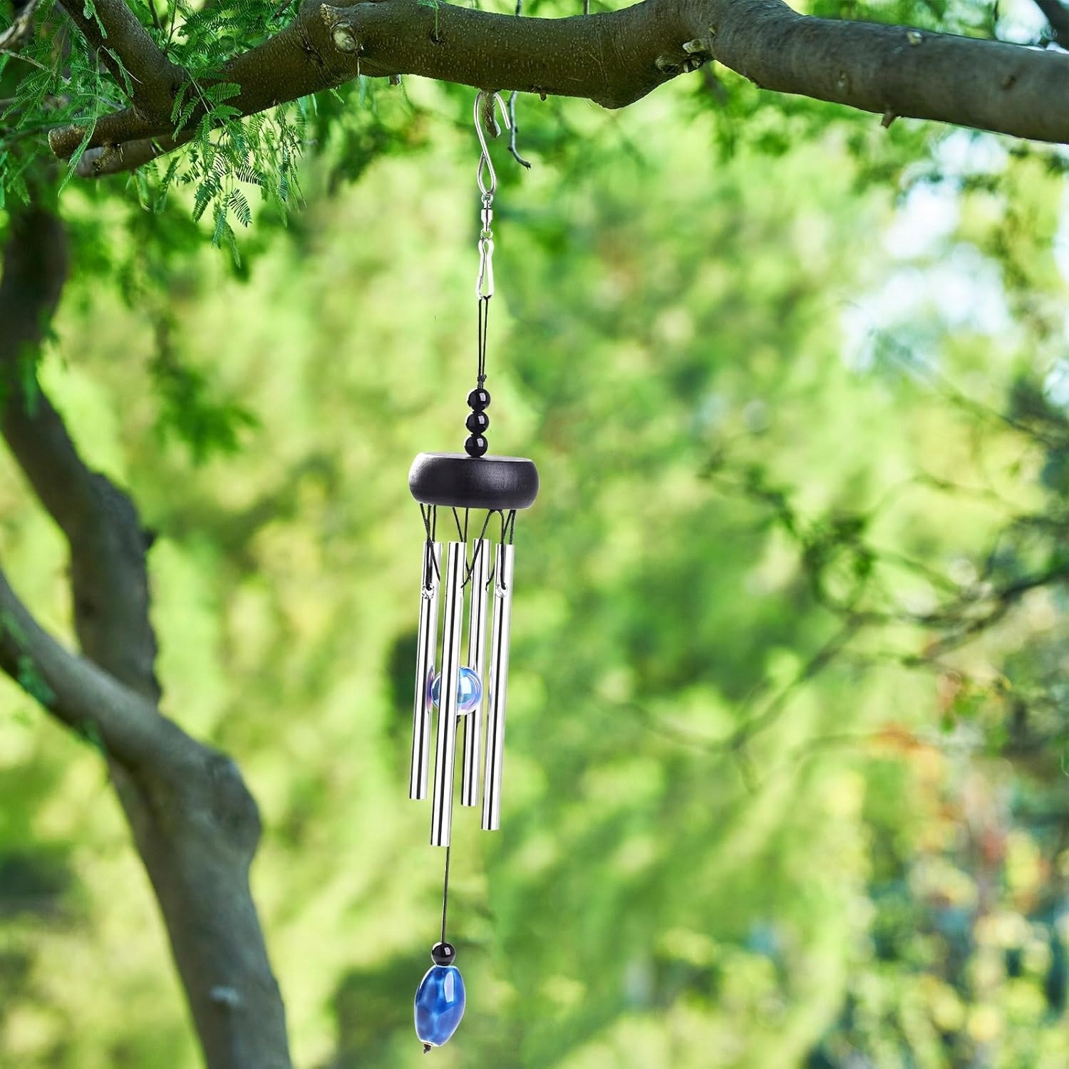 Mini Dzwonki Wietrzne 4 cale - Czarny, Dekoracja Ogrodowa, Prezent - obrazek 7