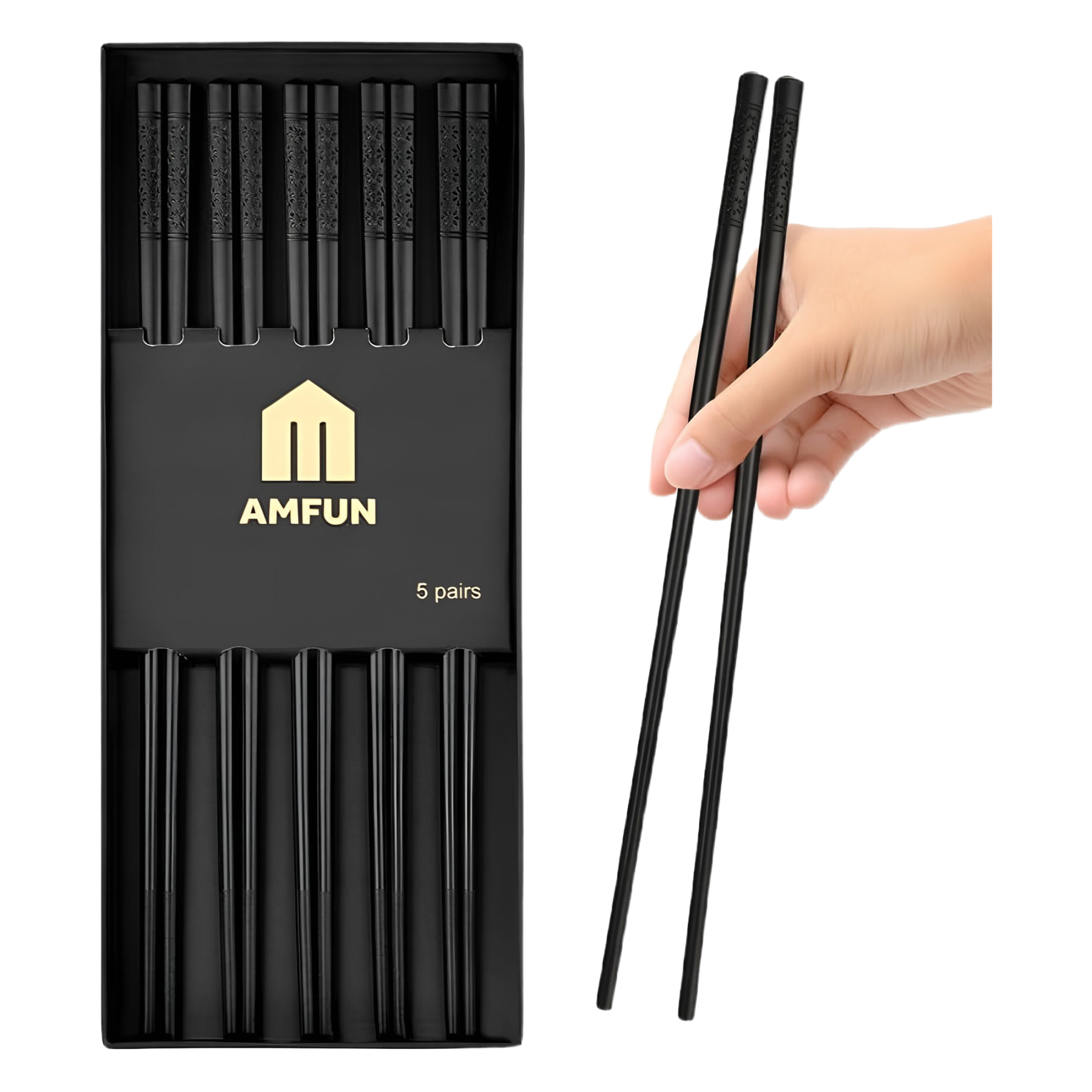 AMFUN - 5 par pałeczek z włókna szklanego z motywem sakury, antypoślizgowe