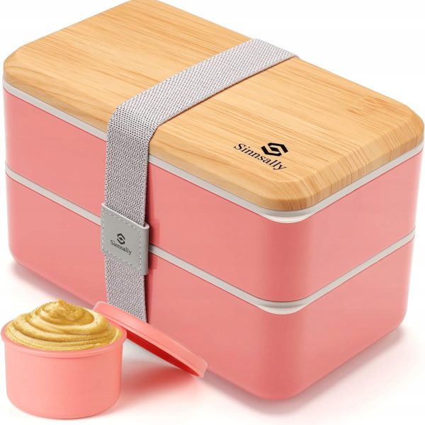 Sinnsally Lunch Bento Box 1400 ml - Szczelne Pudełko na Lunch różowy