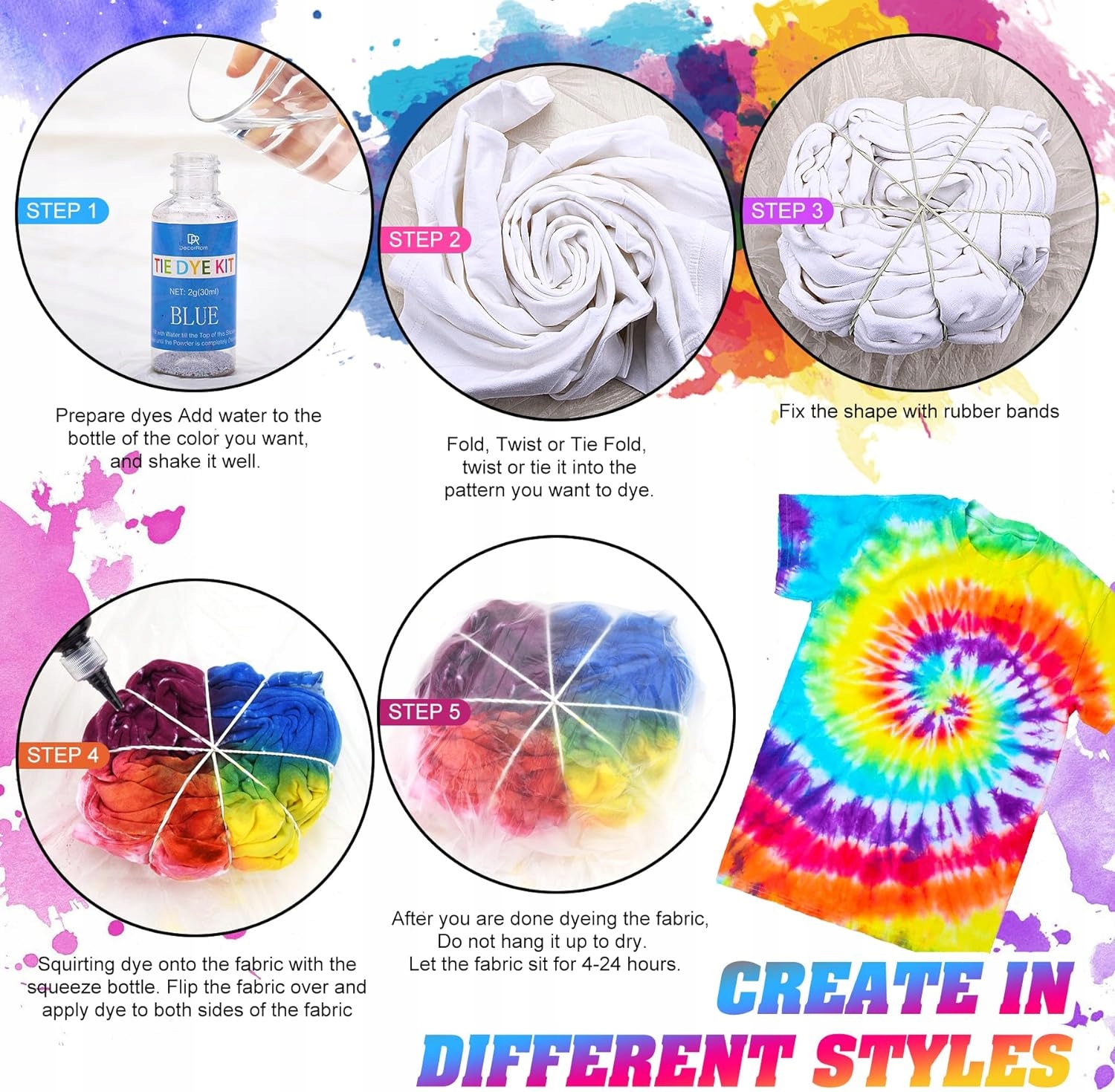 Kompletny Zestaw Farb Tekstylnych 40 Kolorów DIY Rękodzieło Ubrania 40x30ml - obrazek 5