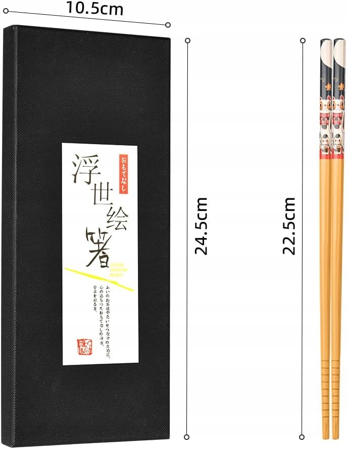 Japońskie Pałeczki Bambusowe - Zestaw 5 Par, Wielokrotnego Użytku - obrazek 2