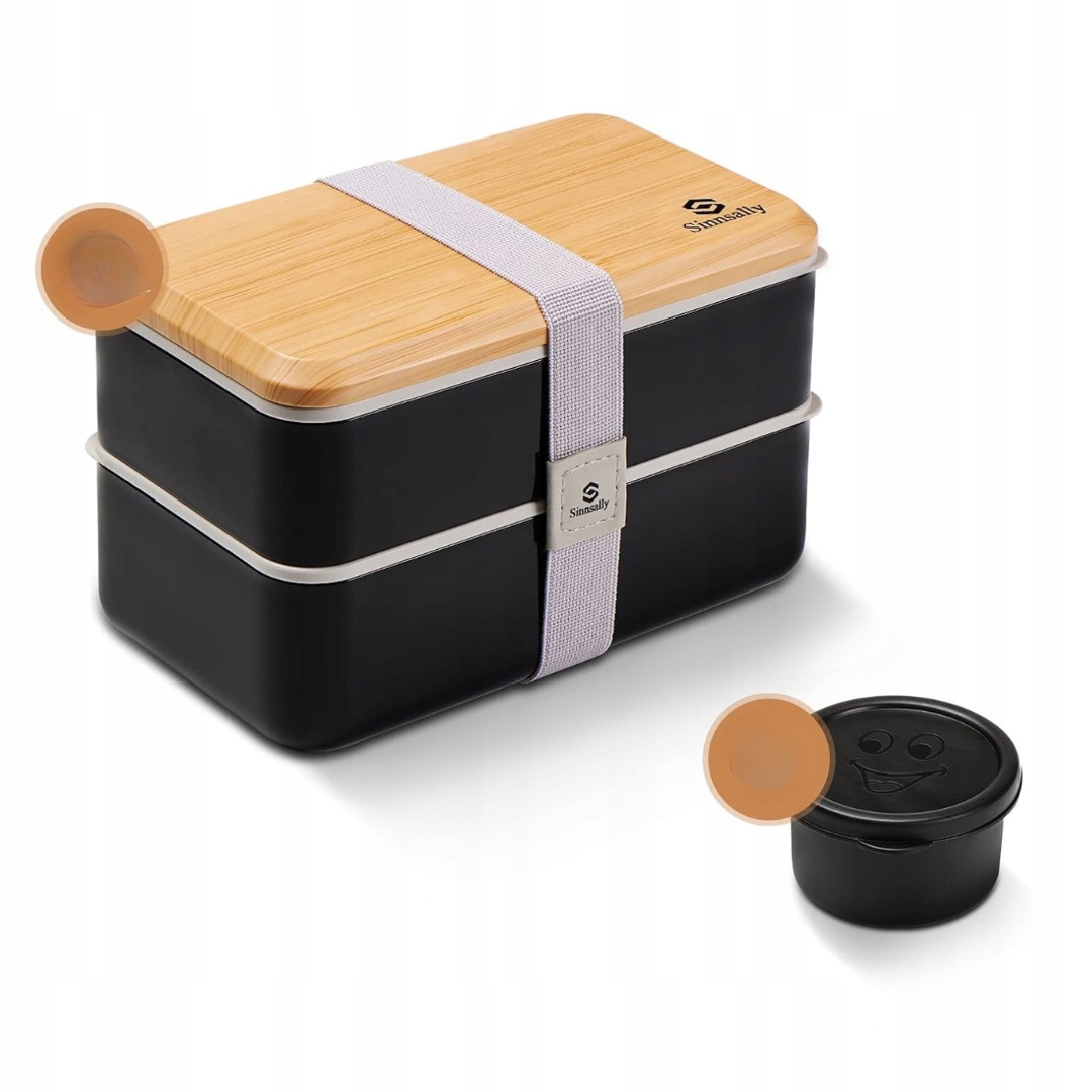 Sinnsally Czarny Lunch Bento Box 1400 ml - Szczelne Pudełko na Lunch - obrazek 7