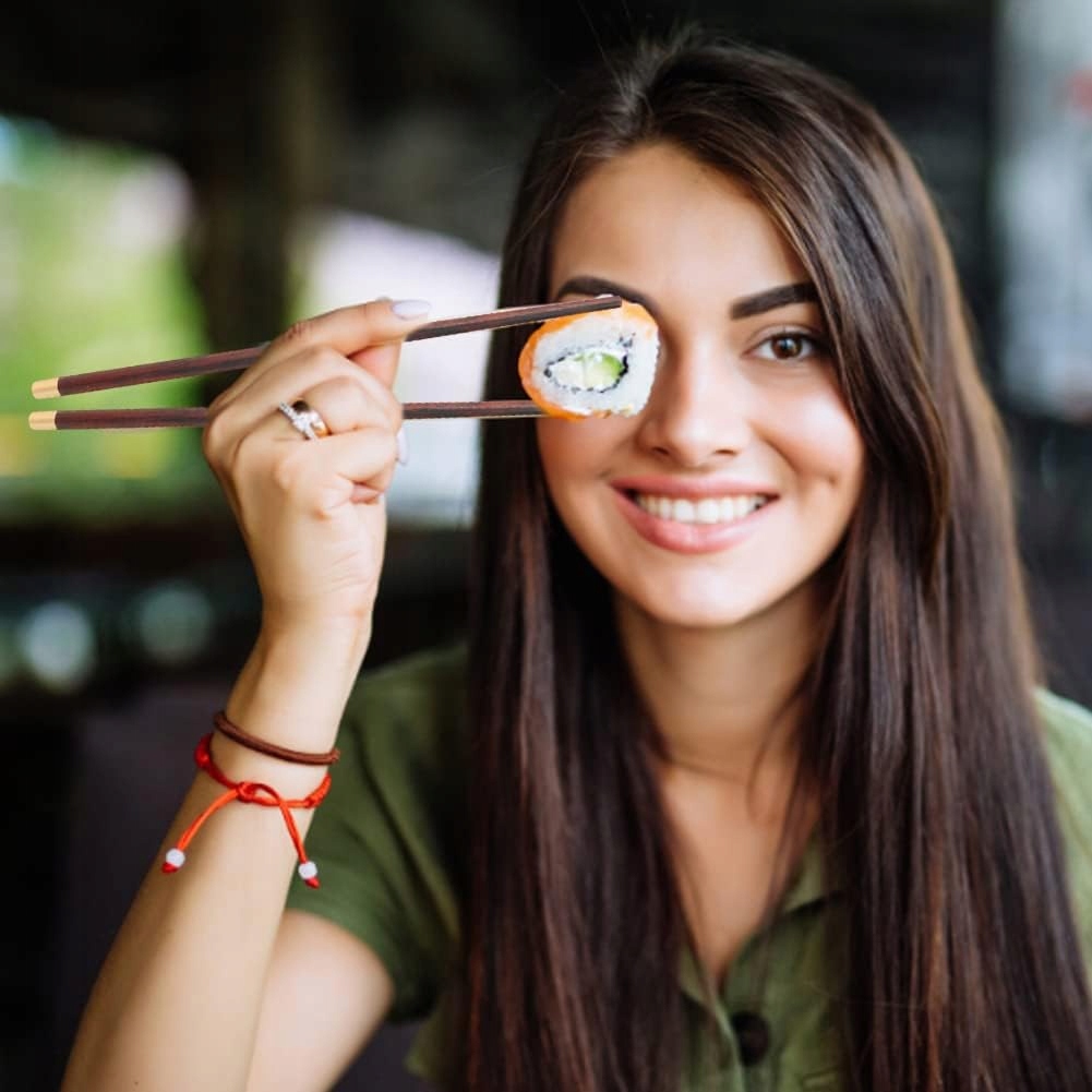 Zestaw 5 Par Japońskich Pałeczek Drewnianych Wielokrotnego Użytku, Lekkie - obrazek 4