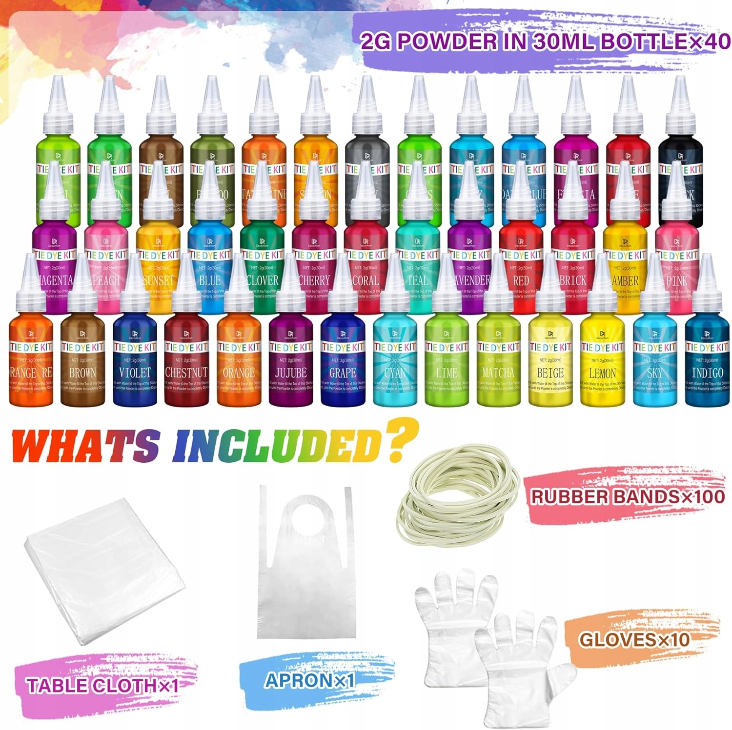 Kompletny Zestaw Farb Tekstylnych 40 Kolorów DIY Rękodzieło Ubrania 40x30ml - obrazek 7