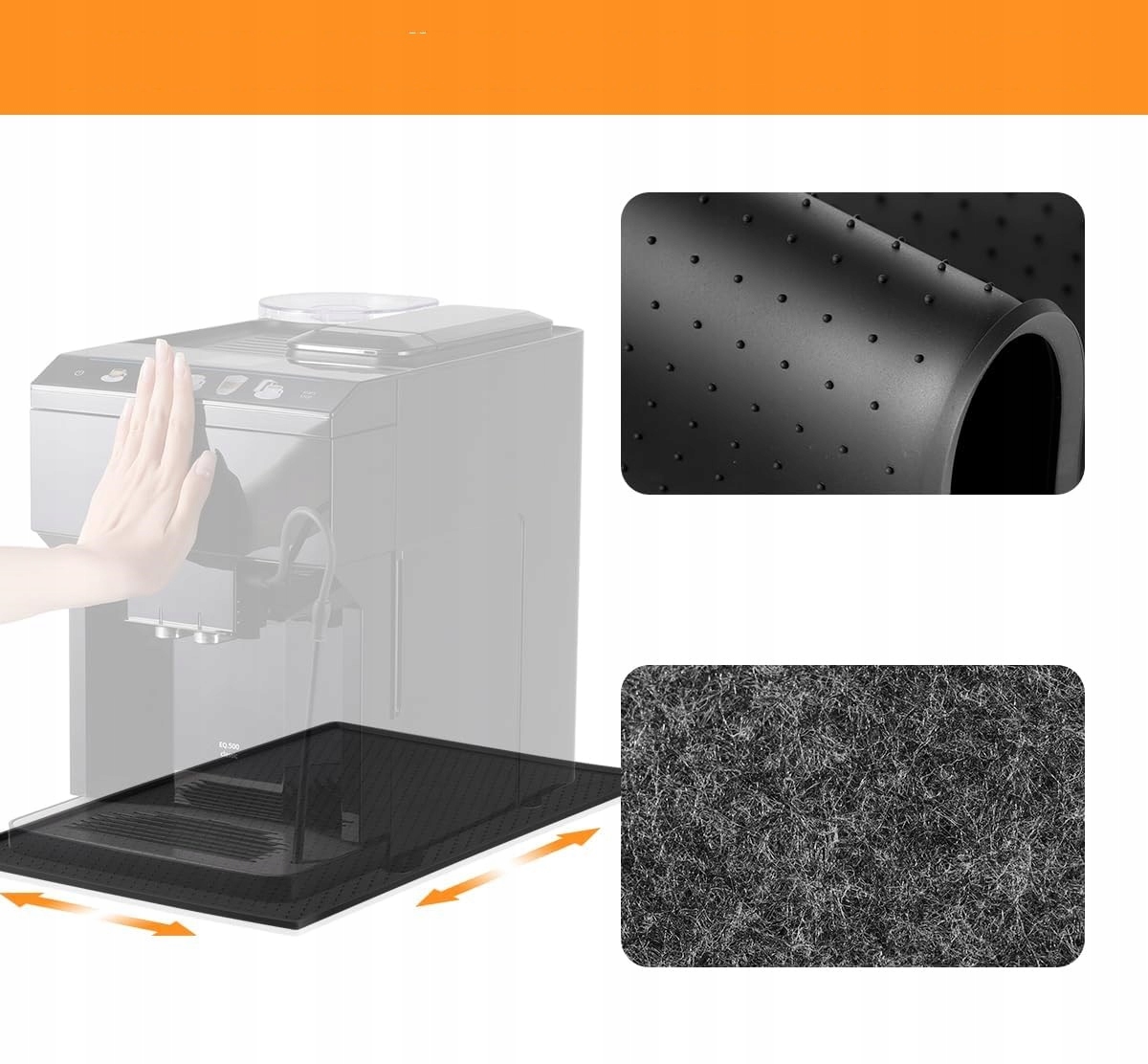 MATA STOŁOWA PODKŁADKA ANTYPOŚLIZGOWA POD EKSPRES CZARNY 30 CM X 48 CM - obrazek 4