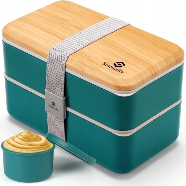 Sinnsally Lunch Bento Box 1400 ml - Szczelne Pudełko na Lunch zielone