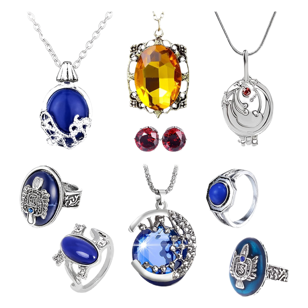 Zestaw 9szt Biżuterii Wampira TVD Naszyjnik, Pierścionek, Kolczyki