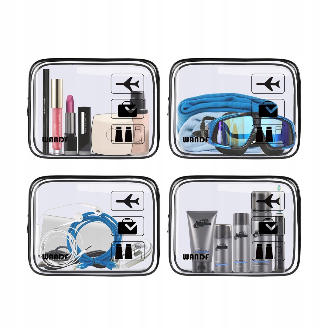 Przezroczysta Kosmetyczka Podróżna TSA 3-1-1 - Wodoodporna, Lekka 2 szt. - obrazek 3