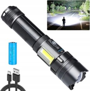 LATARKA LED + MOCNA WODOODPORNA SZPERACZ | USB AKMULATOR LAMPA PRO 2000 lm