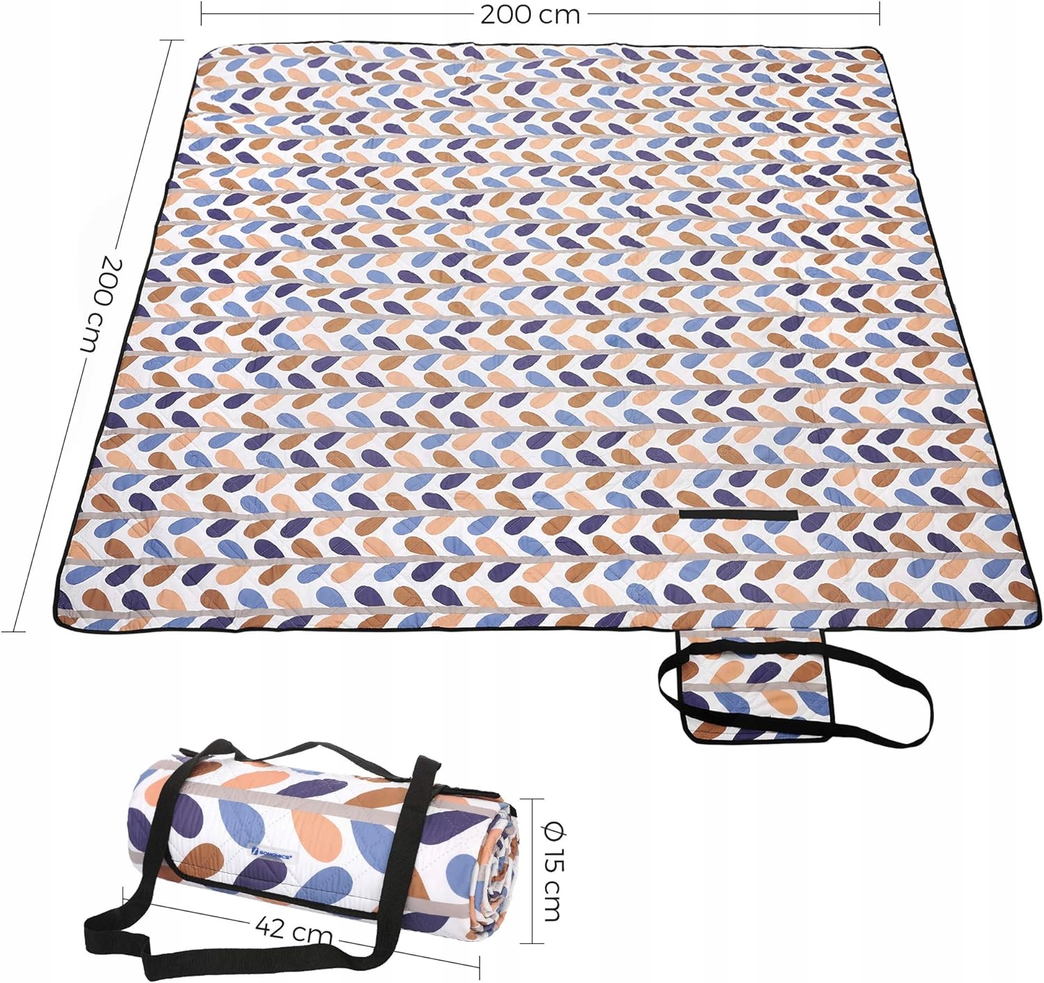 KOC PIKNIKOWY TERMICZNY DUŻY 200x200 cm WODOODPORNY MATA PLAŻOWA PARK GRILL - obrazek 3