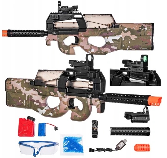 KARABIN PISTOLET P90 | NA KULKI DO AUTOMAT | KULKI + ŻELOWE CS | ZESTAW