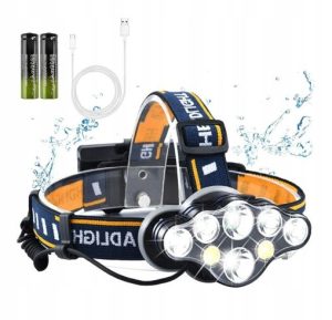 CZOŁOWA LATARKA LED + MOCNA WODOODPORNA | USB AKMULATOR LAMPA PRO 5000 LMm