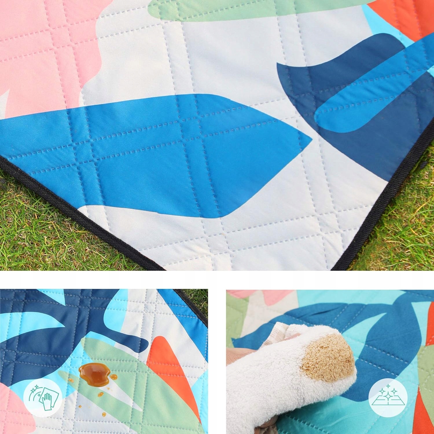 KOC PIKNIKOWY TERMICZNY DUŻY 200x150 cm WODOODPORNY MATA PLAŻOWA PARK GRILL - obrazek 4