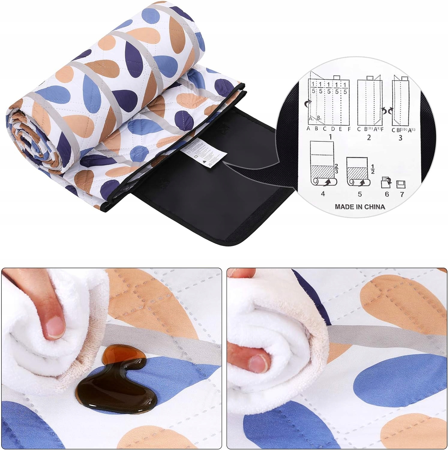 KOC PIKNIKOWY TERMICZNY DUŻY 200x200 cm WODOODPORNY MATA PLAŻOWA PARK GRILL - obrazek 4