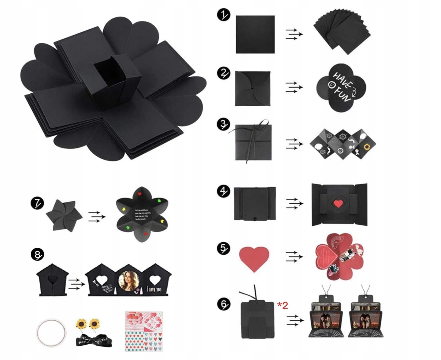 Pudełko Niespodzianka Exploding Box Na Zdjęcia Walentynki Urodziny Diy - obrazek 5