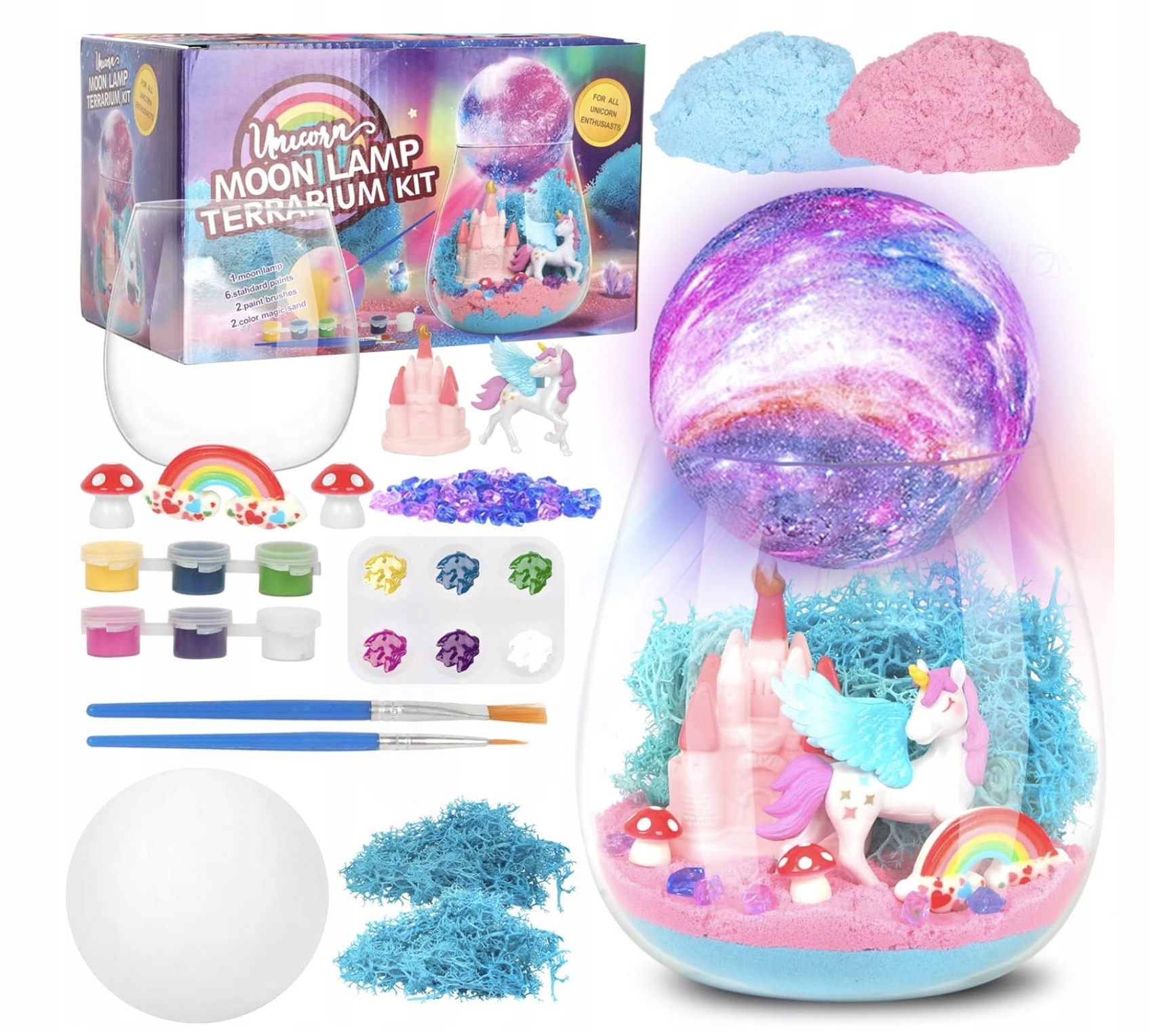 Lampa Księżycowa DIY Akcesoria Do Malowania Terrarium Jednorożec Farbki