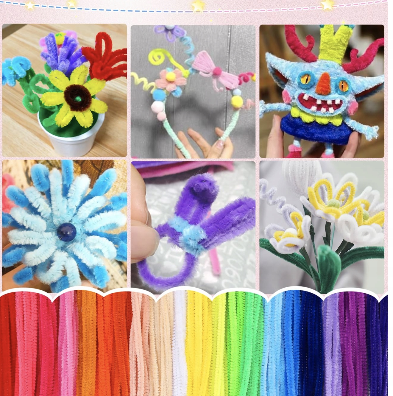 400 Kolorowych Rurek do Czyszczenia Rur z Oczkami i Pomponami 27 Kolorów - obrazek 4