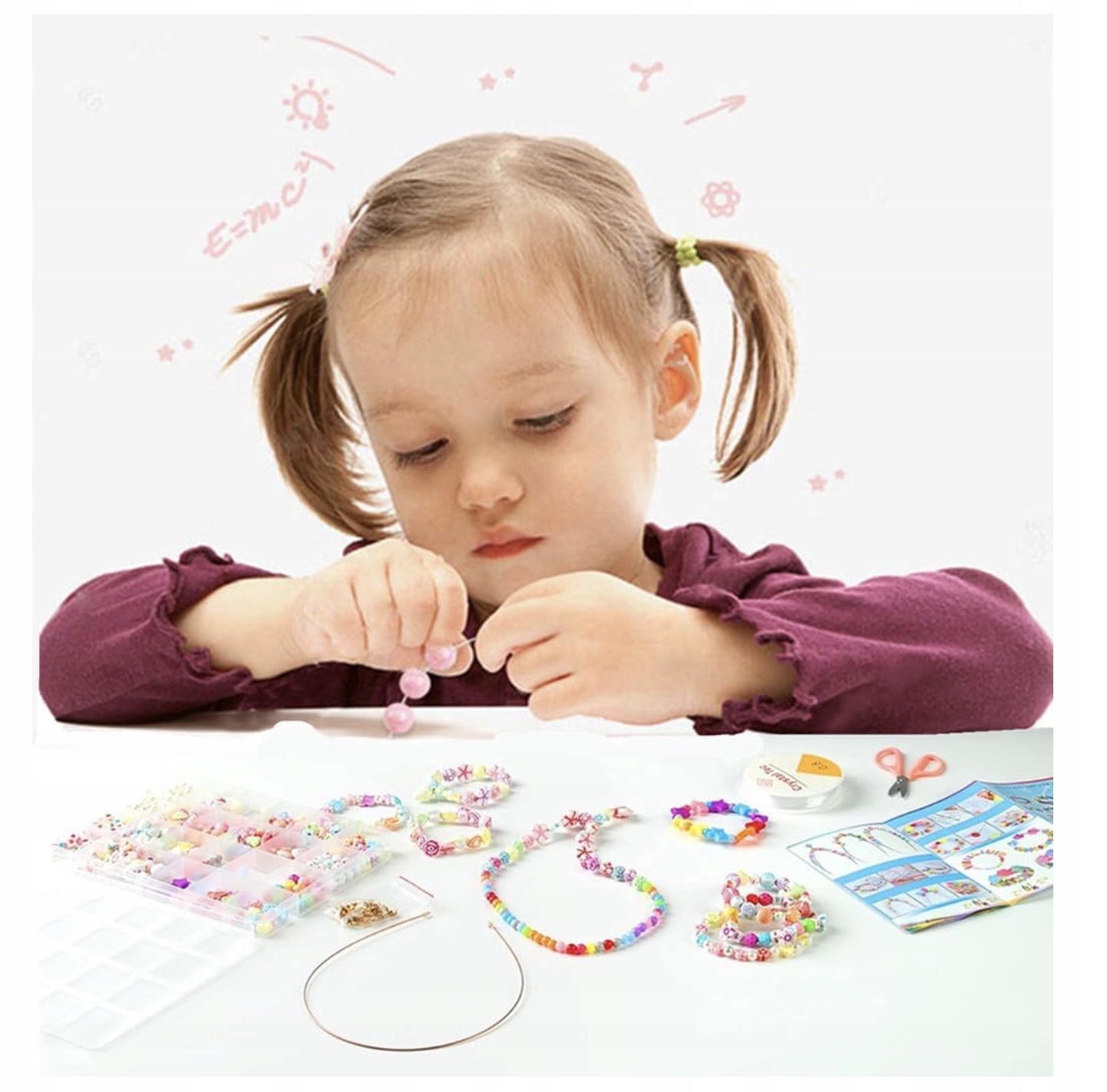 Zestaw Koralików DIY 550 szt. Tworzenie Biżuterii dla Dzieci Koraliki - obrazek 4
