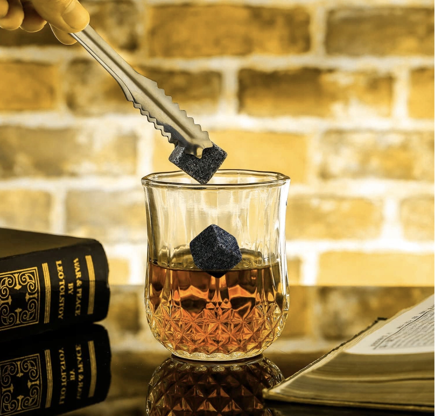 Zestaw Do Whisky Dla Mężczyzn Kamienie Granitowe + 2 Szklanki + Akcesoria - obrazek 3