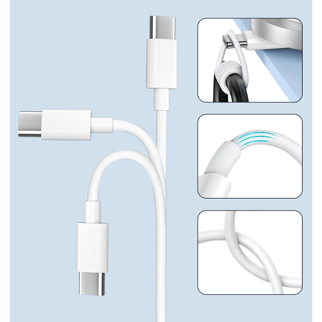 Kabel USB-C 2Pack 1M+2M Szybkie Ładowanie 60W Dla Iphone 16 15 Biały - obrazek 5