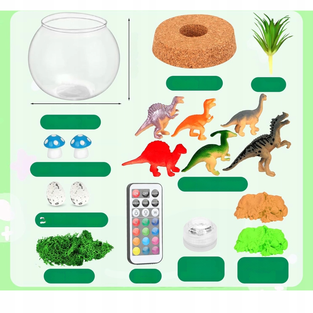 Zestaw DIY Terrarium Dinozaury Piasek Withosent Kreatywna Lampka Nocna LED - obrazek 5