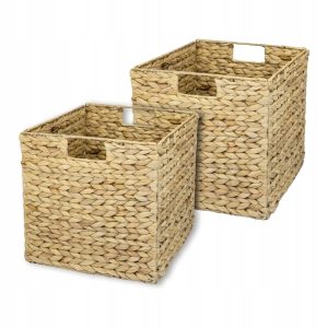 KOSZ DO PRZECHOWYWANIA | PLECIONY Z HIACYNTU MORSKIEGO | 2 SZTUKI