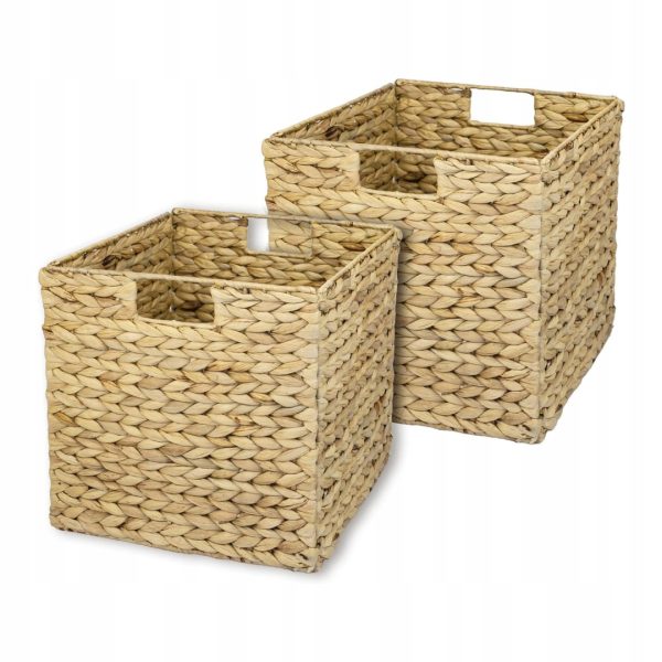 KOSZ DO PRZECHOWYWANIA | PLECIONY Z HIACYNTU MORSKIEGO | 2 SZTUKI