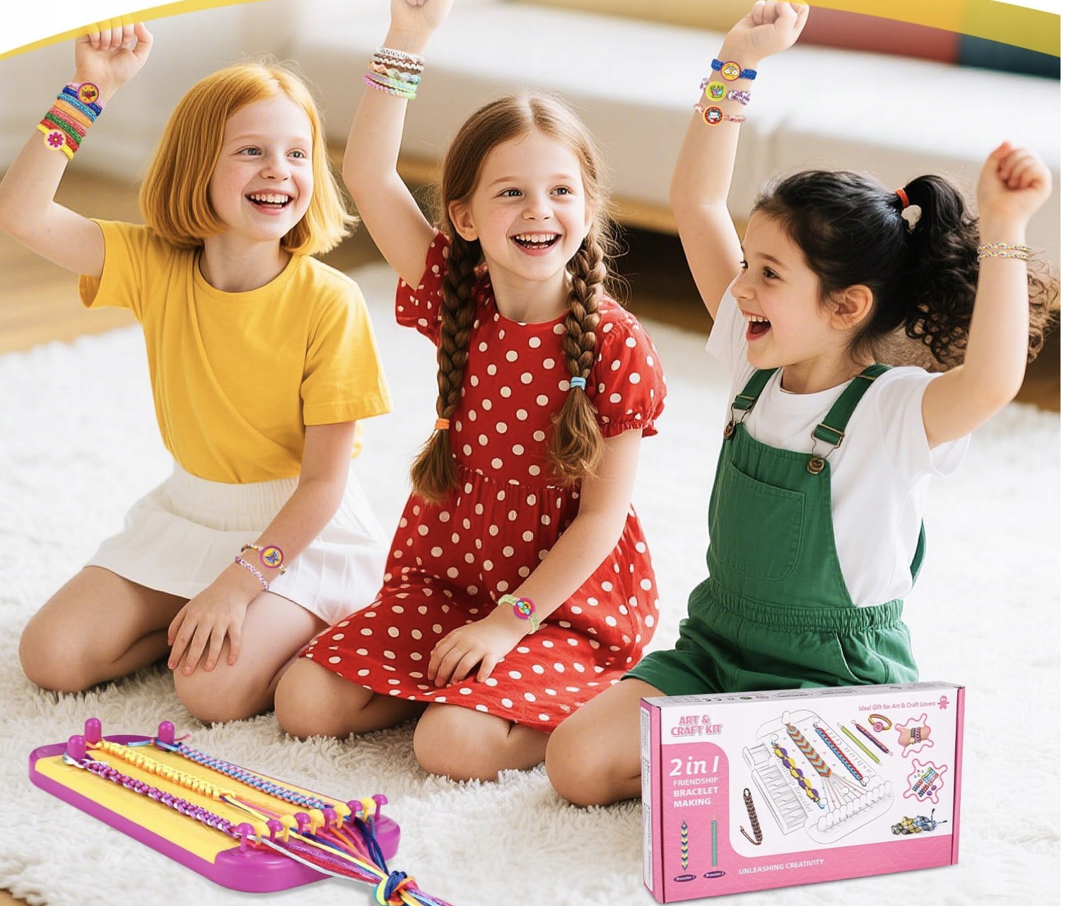 Zestaw Do Robienia Bransoletek Biżuterii z Muliny Duży Dla Dzieci Koraliki - obrazek 5