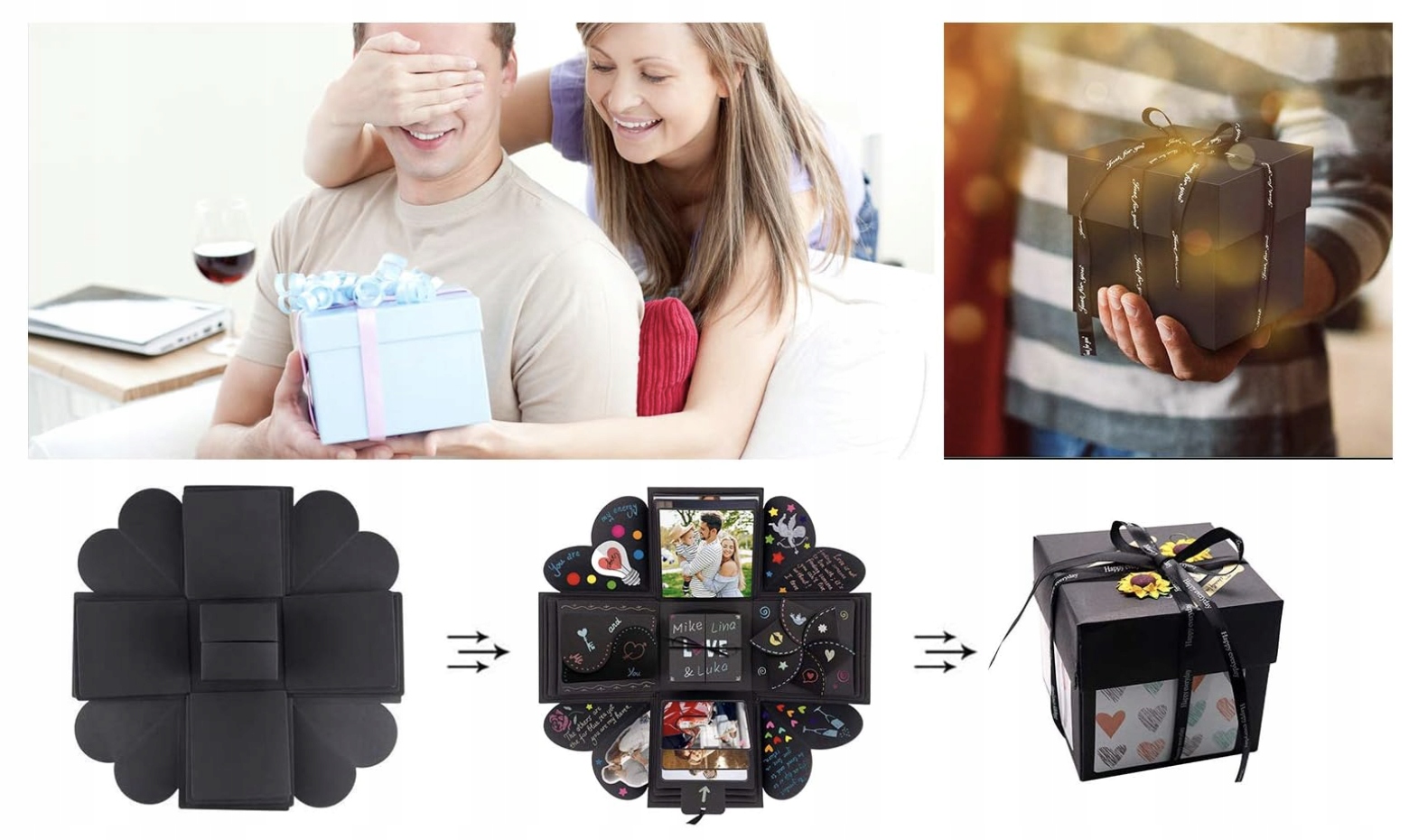 Pudełko Niespodzianka Exploding Box Na Zdjęcia Walentynki Urodziny Diy - obrazek 2