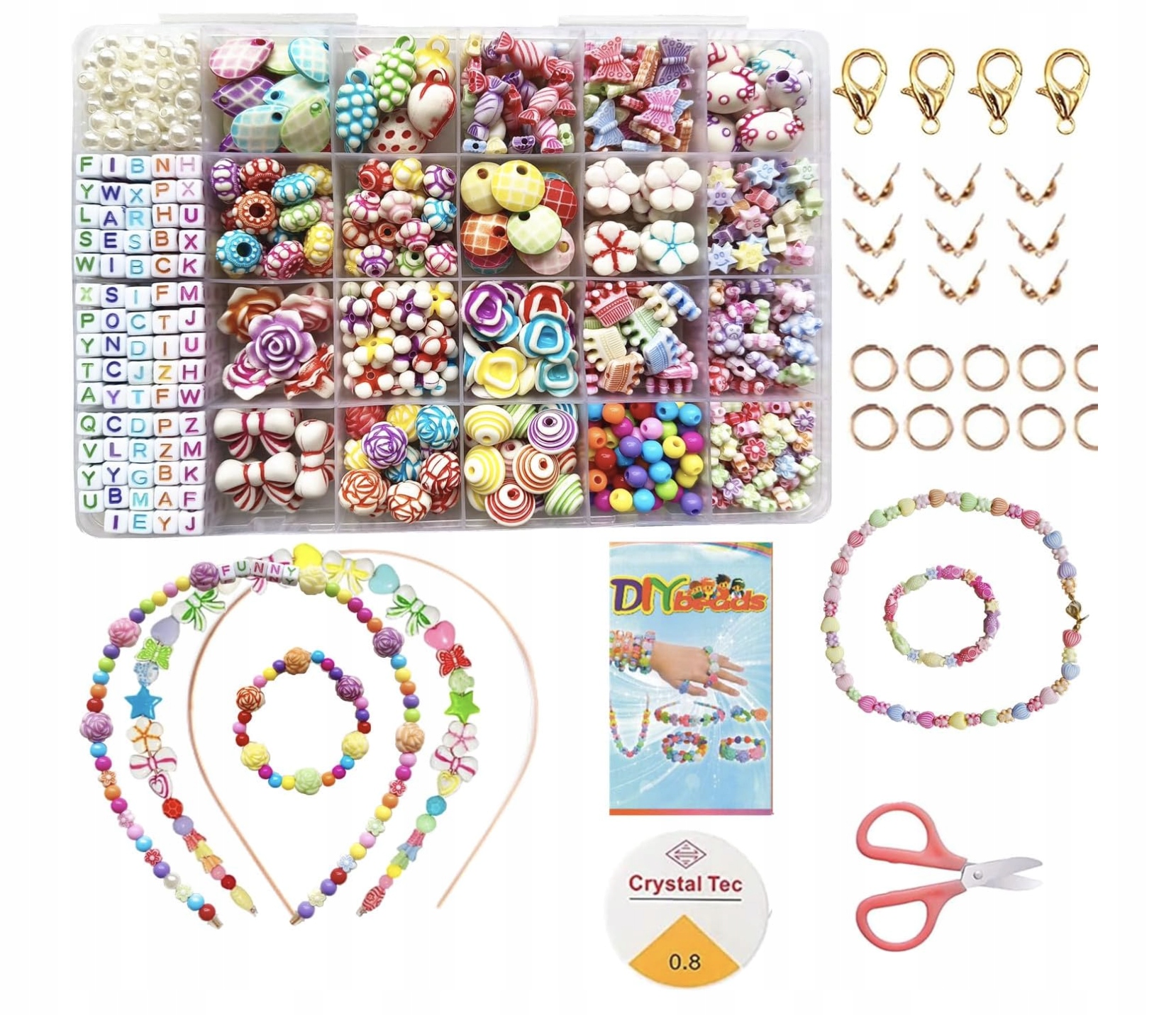 Zestaw Koralików DIY 550 szt. Tworzenie Biżuterii dla Dzieci Koraliki