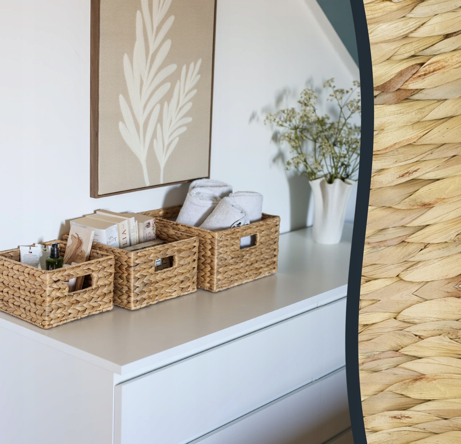 Kosz Do Przechowywania Z Hiacyntu Zestaw 3 sztuk Na Kosmetyki Drobiazgi - obrazek 4