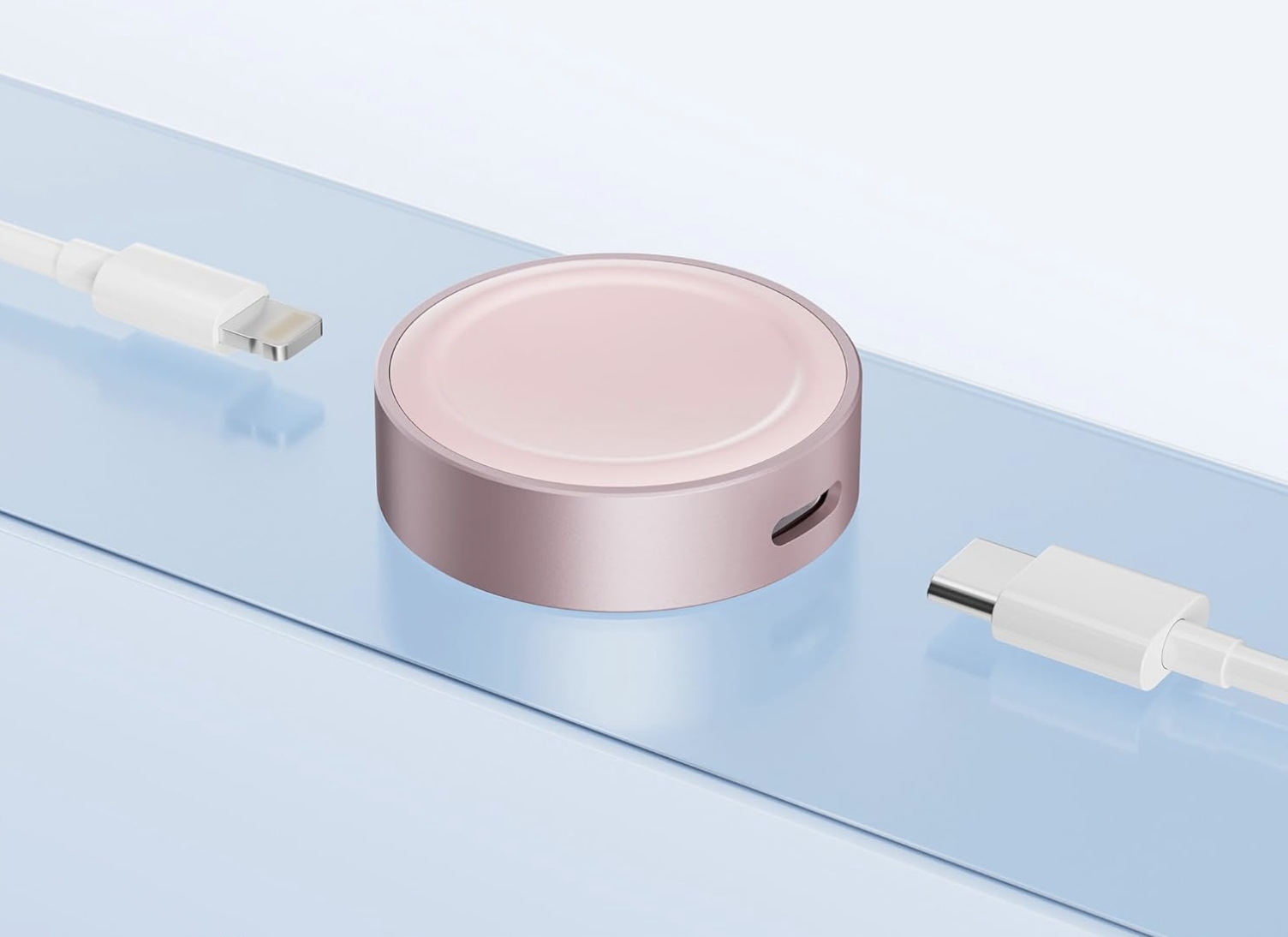 Magnetyczna Ładowarka do Apple Watch USB-C & Lightning Bezprzewodowa Różowa - obrazek 2