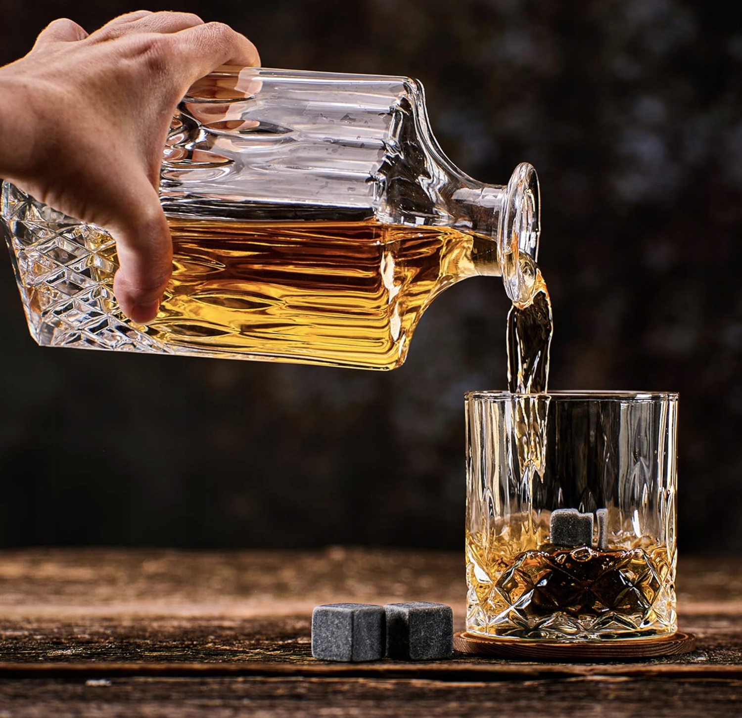 Zestaw 12 Kamieni Whisky Woreczek Szczypce Chłodzenie Whisky Szary Granit - obrazek 3