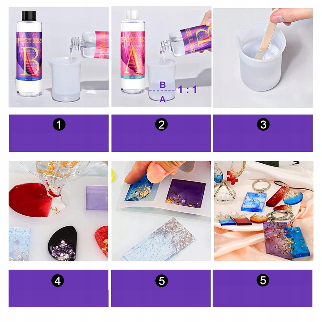 Kompletny Zestaw Żywicy Epoksydowej 2-składnikowej 400 ml do Biżuterii - obrazek 6
