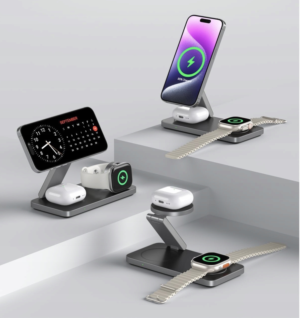 Bezprzewodowa Ładowarka Składana 3w1 a 3w1 MagSafe do Apple 15W USB-C - obrazek 5