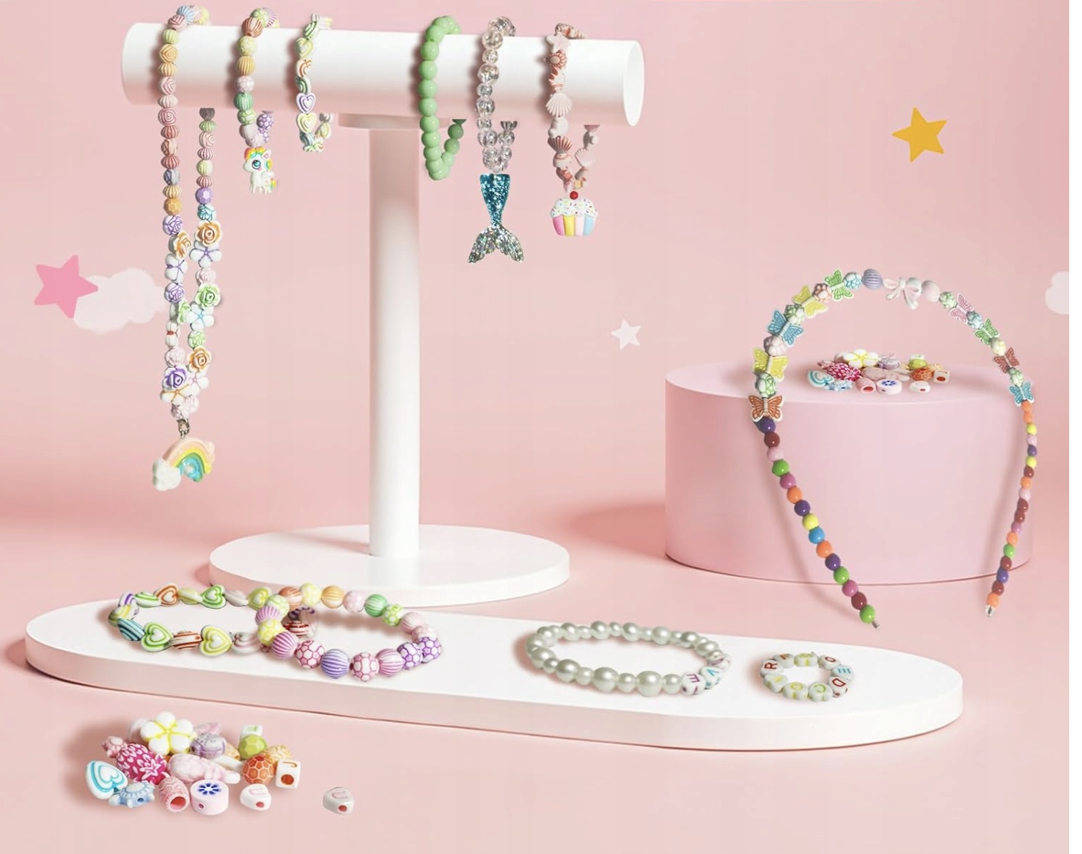 Zestaw do Tworzenia Bransoletek zCharmsami Biżuteria Naszyjnik DIY Koraliki - obrazek 5
