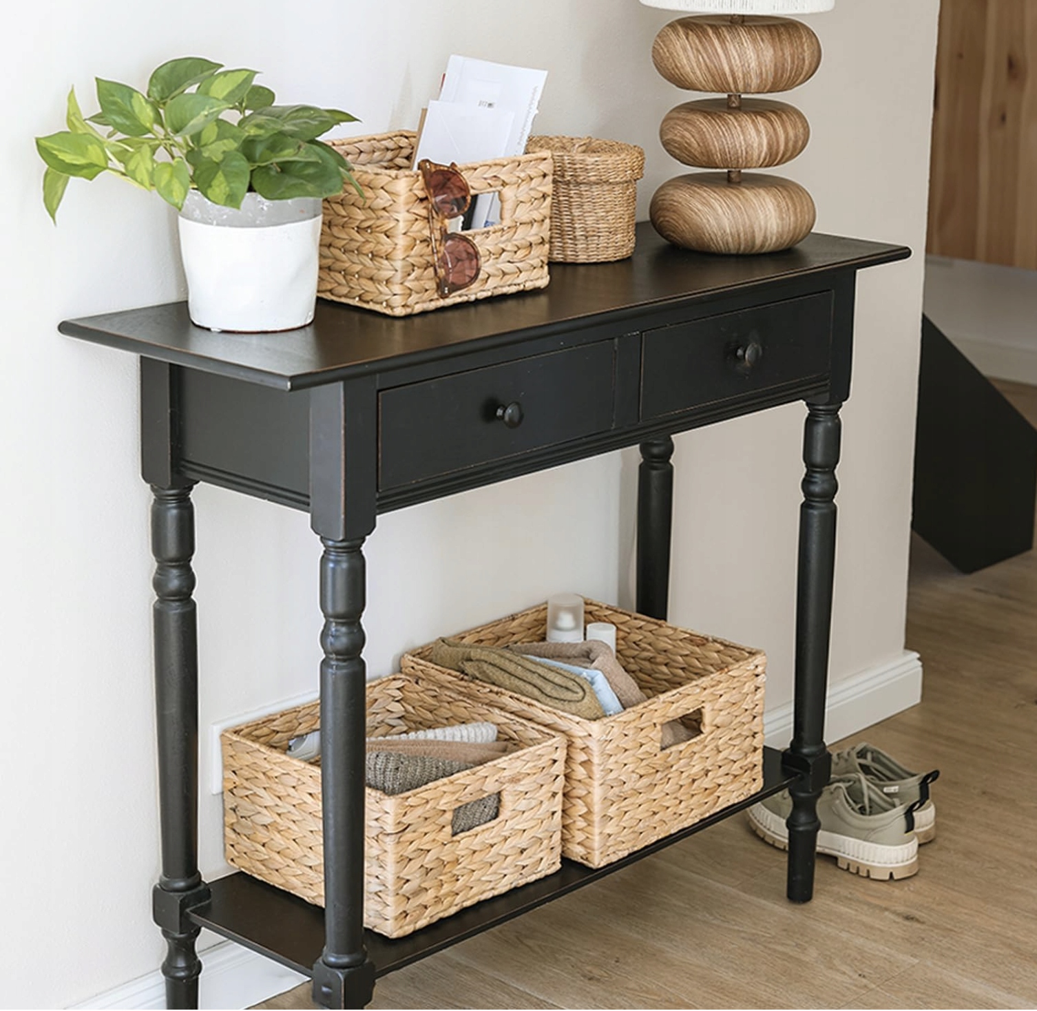 Kosz Do Przechowywania Z Hiacyntu Zestaw 3 sztuk Na Kosmetyki Drobiazgi - obrazek 3