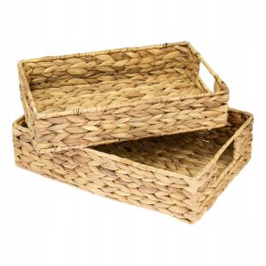 TACA DEKORACYJNA| PLECIONA | Z HIACYNTU WODNEGO | PROSTOKĄTNA| 2 SZTUKI