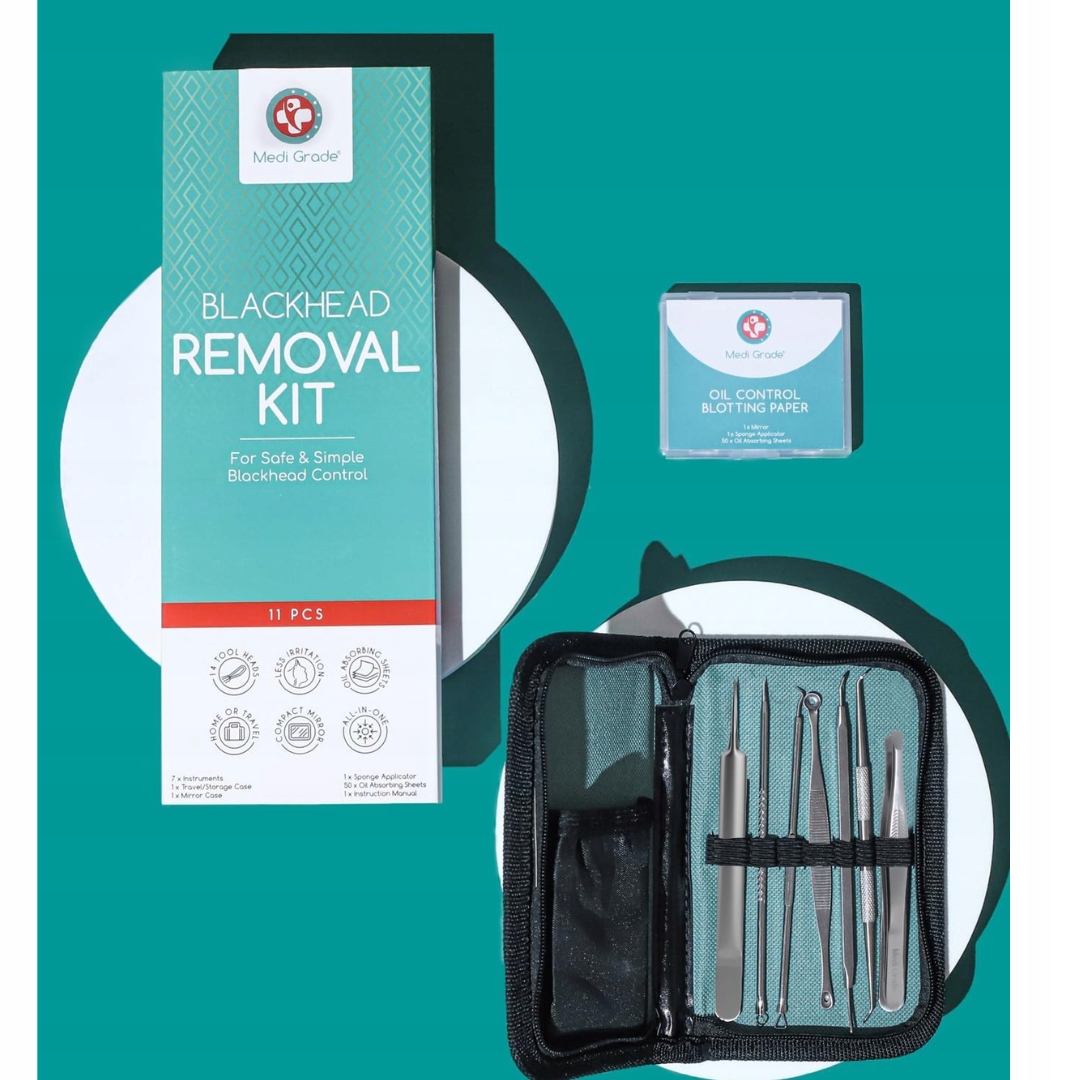 Zestaw do Usuwania Zaskórników 7Szt Wyciskanie Pryszczy Wągrów Stal - obrazek 5